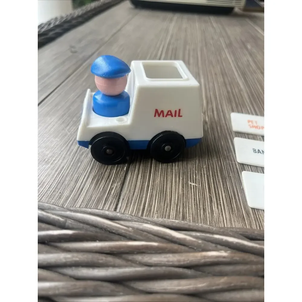 Vintage Fisher Price Little People Mail Truck Mailman Box + 7 Letters EUC